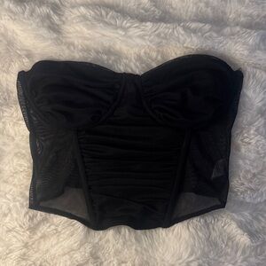 Black Strapless Bustier Top